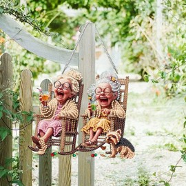 GUMITOON Diamond Art Kits for Adults-Hanging Old Lady Full Drill Diamond Dots Paintings for Beginners, Round 5D Paint with Diamonds Pictures Gem Art Painting Kits DIY Crafts Kits QCY-107