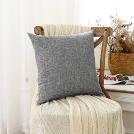 Silky Bunny Cushion Covers, 23.6 x 23.6 Inches (60 x 60 cm), Nordic, Stylish, Sofa Backrest, Linen Texture, Floor Cushion Cover, Solid Color, Hidden Zipper, Decorative Pillowcase, Gray, Set of 2