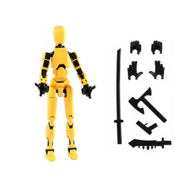 Assembly Completed One Piece Titan 13 Action Figure Lucky Robot Toys 3D Printed Multi-Jointed NECA Anime Dummy T13 Action Figures Stick Bots Stop Motion Figures(Yellow)