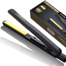 500 Degree Ceramic Dual Voltage Adjustable Temperature 1 inch Flat Iron - 2 in 1 Portable Straightener for Thick Hair