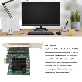4 Port PCIe Network Card, Gigabit PCIe NIC for Realtek 8111F Chipset, Gigabit Ethernet PCIe X1 Network Chnitt Setting Card, NIC Adapter Server Network Card