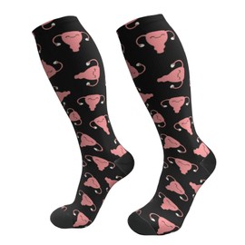 Happy Uterus Pink Black Compression Socks Women And Men For Nurses Travel Pregnancy Recovery Running Athletic
