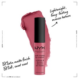 NYX Professional Makeup Lipstick, soft matte lip cream, creamy and matte finish, highly pigmented, long-lasting, vegan formula, colour: Montreal.