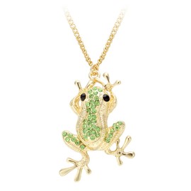 Senfai Rhinestone Crystal Elegant Frog High-Grade Lovely pendant necklace Fashion Jewelry For Women (gold)