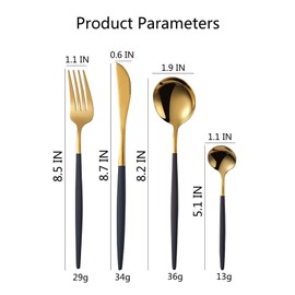 Exquisite Stainless Steel Western Cutlery Set, Portugal Knife, Fork And Spoon Cutlery Four-piece Set, Gift Box, Gift Set (Black Silver)