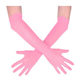 ATHX Unisex Matte Spandex Elbow Length Costume Party Gloves 18" (Pink)
