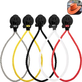 Dexspoeny 5Pcs Cowboy Hat Mount for Truck, Universal Cowboy Mount Rope Rack with Suction Cup for SUV Truck Home, Holds Hats on Seats or Dash, Compatible with Cowboy, Fisherman Hats, Baseball
