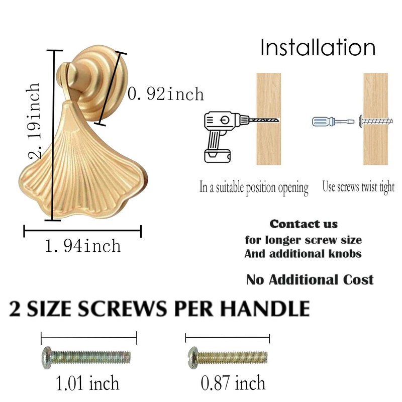 LLDYNW 4 pcs Ginkgo Leaf Knobs Leaf Shape Handles Zinc