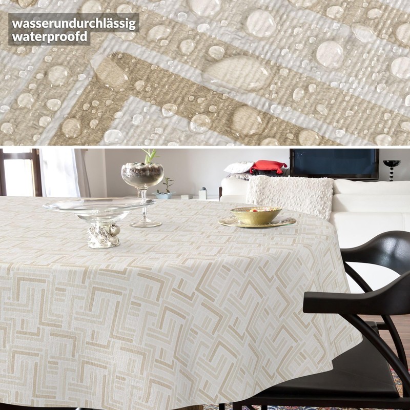 ANRO Oilcloth Tablecloth Wax Tablecloth Washable Garden Tablecloth Round Oval