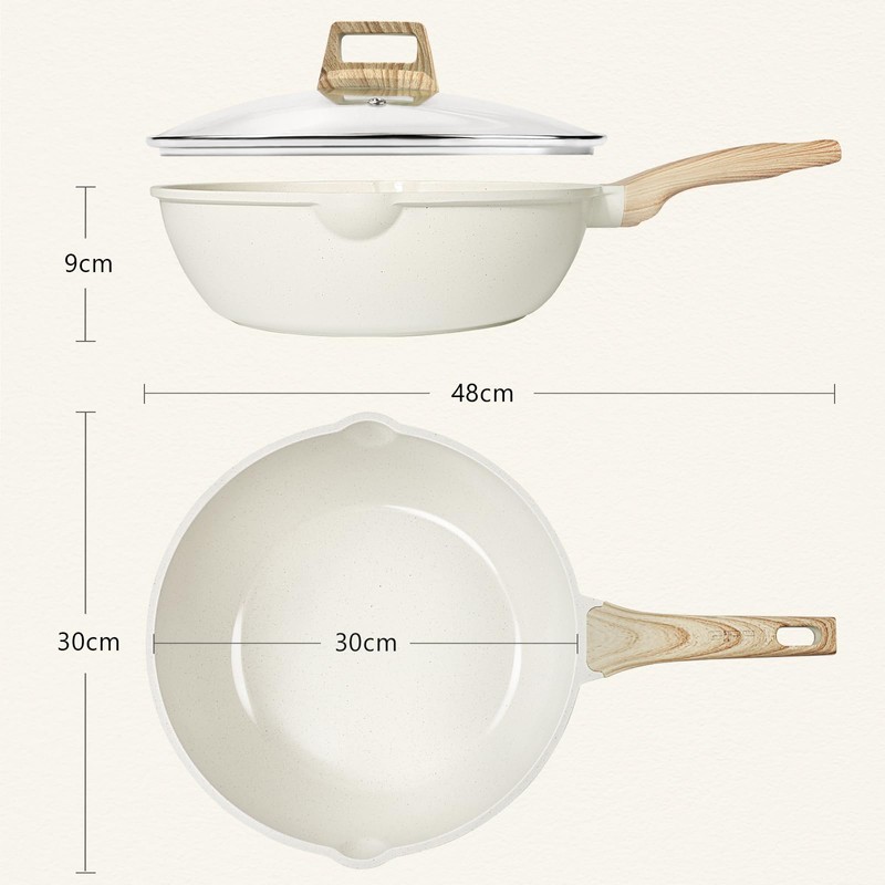 GiPP Ceramic Nonstick Deep Frying Pan Skillet, 12" Saute Pan