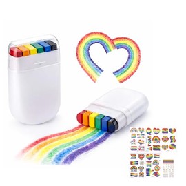 Oiomniv 2 Pack Pride Face Paint Sticks with Tattoos, Easy-Wash Body Makeup | Festive styling for parades, parties and themed events