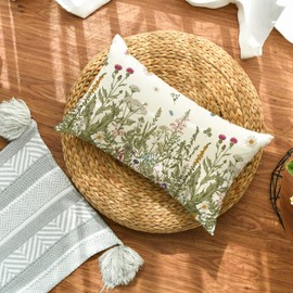 AVOIN colorlife Wildflowers Spring Throw Pillow Cover, 12 x 20 Inch Flower Cushion Case Decoration for Sofa Couch