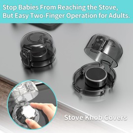 Stove Knob Covers (5-Pack) - Child Proof Gas Stove Knob Locks, Baby Proofing Safety Covers for Gas Stoves & Ovens, Heat Resistant & Durable, Easy to Install, Transparent