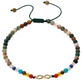 Jewboo 7 Chakra Infinity Beach Anklet Bracelet for Women Foot Worry Stone Relife Anxiety Jewelry Healing Crystals and Gemstones (India Agate)