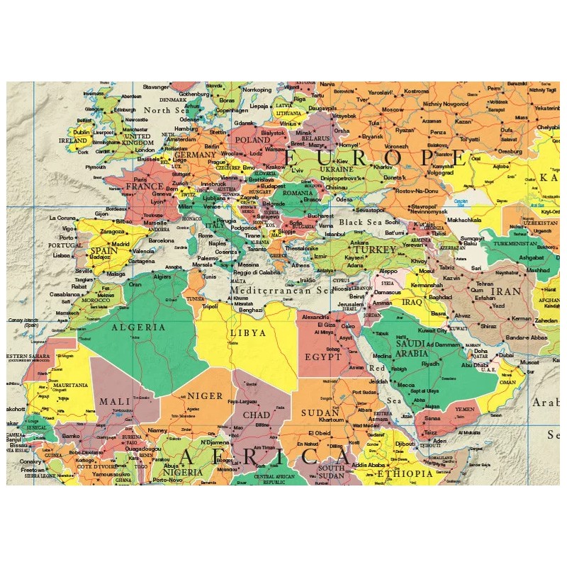 Smithsonian Journeys World Map Tan Ocean Wall Decor Special Collectors