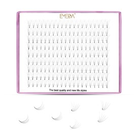 EMEDA Volume Eyelashes, 5D Eyelash Extensions, D Curl, 0.07 mm Volume Eyelashes, 9 mm, 10 mm, 12 mm, 14 mm Mix Length, Prefabricated Fans, 0.07 Russian Cluster Volume Eyelashes, 9 Rows (5D 12 mm)