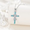 ONEFINITY Turquoise Cross Necklace 925 Sterling Silver Nurse Cross Pendant