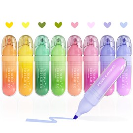 Four Candies 8 Pcs No Bleed Highlighters, Cute Pastel Highlighter Set, Soft Chisel Tip, Assorted Colors Bible Highlighter, Aesthetic Highlighters for School, Office
