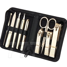 Three Seven 777 Ts-800g Gold Color Travel Manicure Pedicure Nail Clipper Grooming Kit Set (Total 8 Pc, - Made in Korea)