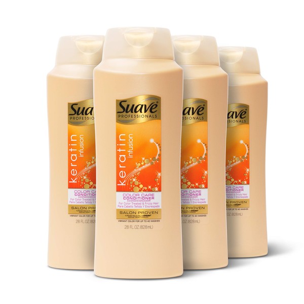 Suave Color Care Conditioner, Keratin Infusion, 28 Fl Oz, Pack of 4