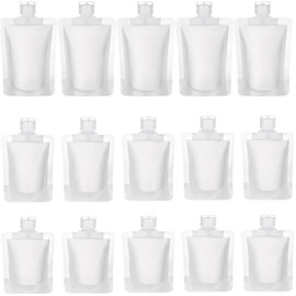 15 Pcs Portable Travel Makeup Packing Bag, 30ml+50ml+100ml Leak Proof Refillable Empty Squeeze Pouch, Transparent Clamshell Packaging Bag Plastic Stand Up Spout Pouch for For Vacation Travel.