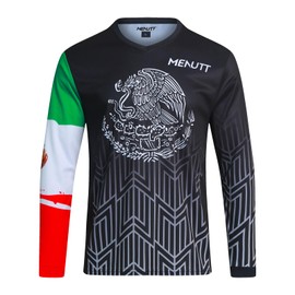 MENUTT Racing Men's Long Sleeve Off-Road Mexico Jersey Mountain Bike MTB Jersey Downhill&Motocross Shirts