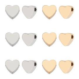 UNICRAFTALE Pack of 12 2 Colours 8 mm Heart Beads Stainless Steel Beads for Bracelets 2 mm Hole Spacer Beads Metal Heart Spacer Beads for Bracelets Necklaces DIY Jewellery Making