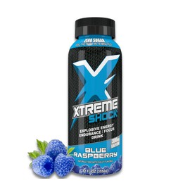 Xtreme Shock RTD Pre-Workout Energy Drink, Blue Raspberry, 12 Fl Oz (Pack of 12)