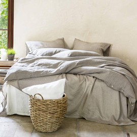 Eratinse Linen Sheets, 100% French Flax Linen, Sturdy, Soft and Breathable, Linen Sheet Set 4 Pcs-1 Flat Sheet, 1 Fitted Sheet, 2 Pillowcases, Linen Sheet for Hot Sleeper (Queen, Natural Linen/Beige)