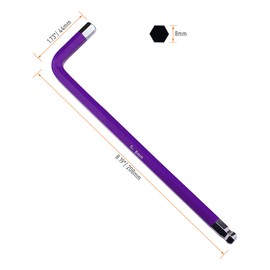 FOCMKEAS 8mm Ball End Hex Key Allen Wrench,Internal Hexagonal Wrench, L Shaped Long Arm S2 Steel Repairing Tool，Purple