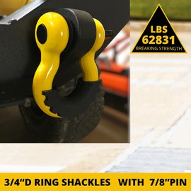 AyA Gear D Ring Shackle (2 Pack) 62,700 Ibs Break Strength with 7/8" Screw Pin and Shackle Isolator & Washers Kit for Tow Strap Winch, Off Road Vehicle Recovery Jeep Truck