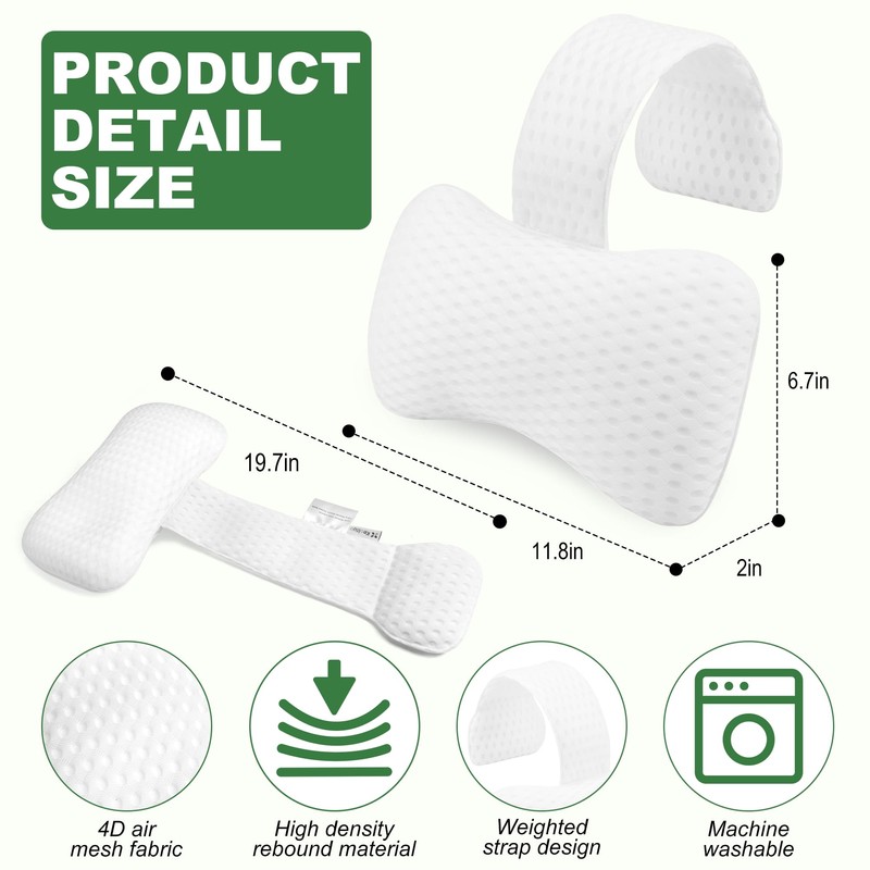 Hot Tub Headrest Pillow for Bathtub, Universal Spa Pillow for