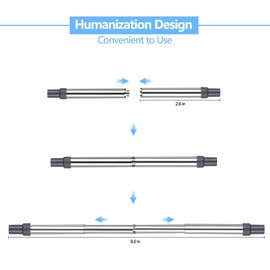 Anpro Reusable Straws Metal - 2 Pack Stainless Steel Drinking Straws, Portable Telescopic Straw with Case & Key Chain & Cleaner Brush, Adjustable Length up to 9inch, 6.6mm Diameter