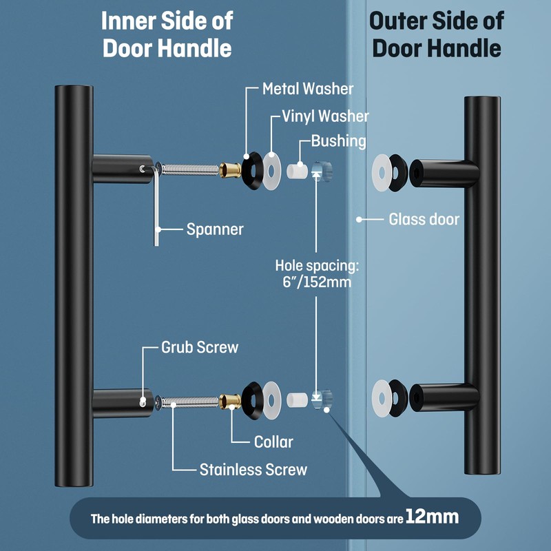 Ranbo Matte Black 6" (CTC) Back to Back Shower Door