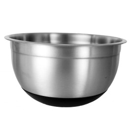 Buckingham Designer Stainless Steel Salad/Mixing Bowl 3 Litre Silicon Base, Silver Black, 18922