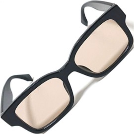 FashionBerry 99% UV Protection Lenses, Big Face, Square Design, Sunglasses, Eye Friendly, No Fatigue, UV Protection, Fashion Glasses, Unisex, Lightweight, Small Face Effect, Black × light beige