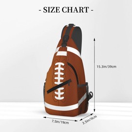 LOSTORCHI Football Print Crossbody Sling Bags for Women Men American Football Rugby Ball Pattern Travel Sling Backpack Casual Shoulder Bag Sports Ball Team Popular Art Gym Sports Hiking Daypack