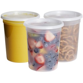 Comfy Package [24 Sets - 32 oz.] Plastic Deli Food Storage Containers With Airtight Lids, Clear