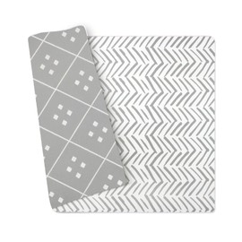 Wander & Roam Premium Reversible Baby Play Mat - Soft Foam Tummy Time Mat for Infant, Toddler & Parent - Neutral Dash + Diamond Design - Water resistant, Easy to Clean, Non-Toxic - Sea Salt Grey
