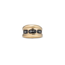 Uno de 50 18K Gold Plated Metal Alloy Ring with 3 Grey Faceted Crystals