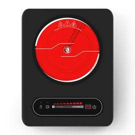 VBGK Single Burner Electric Cooktop,110V 1800W Stove Top with LED Touch Control,9 Power Levels, Timer, Safety Lock,single Electric burner Overheat protection