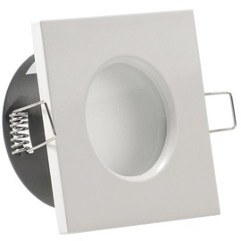 trendlights24 Aqua Base IP65 Bathroom LED Recessed Spotlight 230 V White Square 3 Levels Dimmable Ultra Flat 50 mm Set of 3 5 W Warm White Recessed Spotlights for Wet Rooms