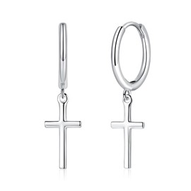 Deyanse Hoop Earrings Hanging for Women, 925 Sterling Silver Small Round Hoop Earrings, Hypoallergenic Heart Cross Star Pendant Drop Earrings, Dangle Dangle Hoop Earrings with Gift Box, Sterling