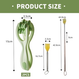 SUUFRUE 2 Stück Fingermassagering, Fingermassagering mit 360° Rollen,Kommt mit einem Rückenkratzer,für Büro und Reise, Hand Massagegerät für Arthrose Schmerzlinderung, Grün