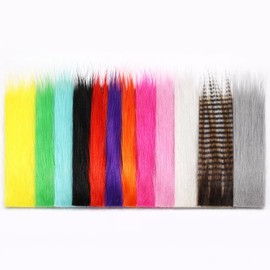 BRAIRIA Fly Tying Materials - 12 Packs Multi-Color Synthetic Long Fiber Furabou Craft Fur for Streamers