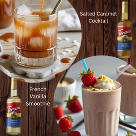 Jimoco Syrup Pump & Torani Syrup Bundle - Salted Caramel, French Vanilla, Pistachio, Hazelnut Classic, Irish Cream, Raspberry - For Italian Soda Coffee, Lattes, Frappes With 6 Pump Dispensers