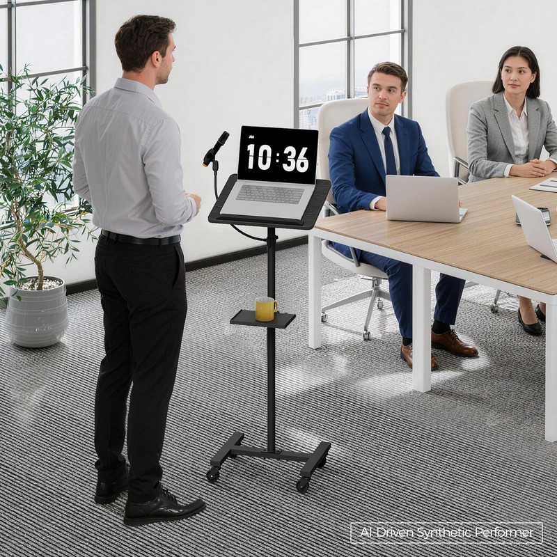 MAHANCRIS Podium Stand with Microphone Stand, Standing Desk and Laptop