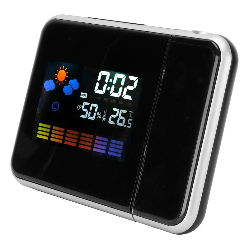 Indoor Projection LED Clock Thermometer Hygrometer Weather Forecast Snooze Perpetual