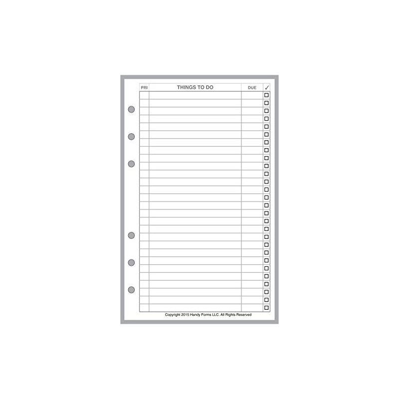 Compact Size To Do List Planner Insert,Sized and Punched for