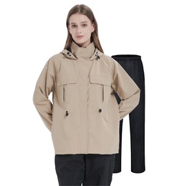 TopKylin Women's Rain Coat, Top and Bottom Set, Rain Suit, Bicycle, Golf, Lightweight, Waterproof, Windproof, Moisture Wicking, No Stuffy, Windbreaker, Kappa, Rain Gear, Outdoors, Commuting to Work or